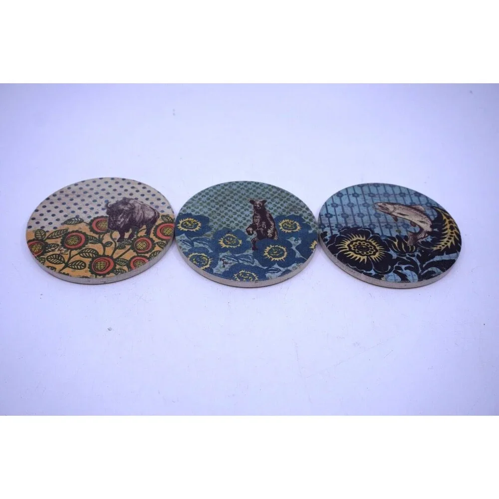 3 Stone And Cork Coaster Set Funny Animals Country Homey Ultimate Hostess
